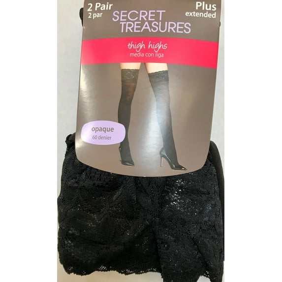 Secret Treasures Women's Opaque Thigh High Tights, 2 Pair
