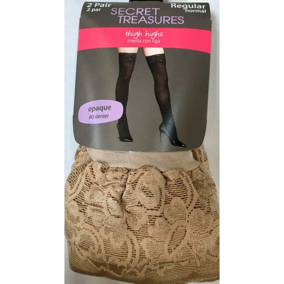 Secret Treasures Women's Opaque Thigh High Tights, 2 Pair
