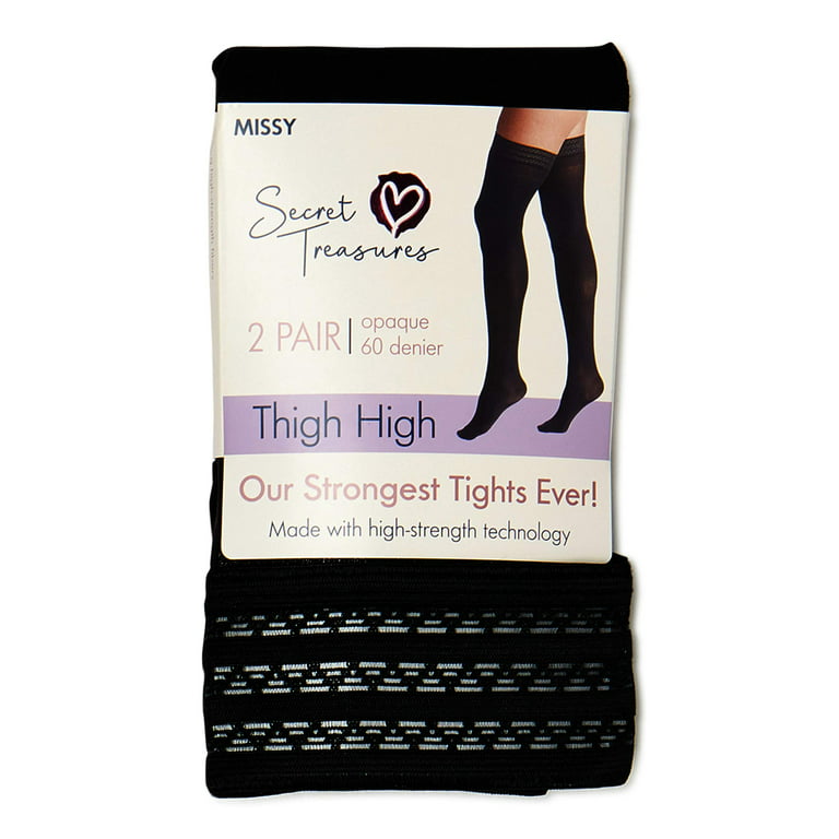 Secret Treasures Women's Opaque Thigh Highs, 2 Pack 