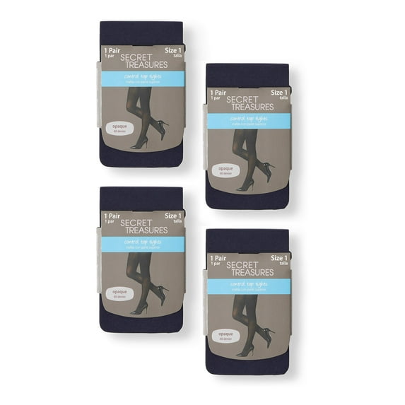 Secret Treasures Women's Opaque Tights, 4-Pack
