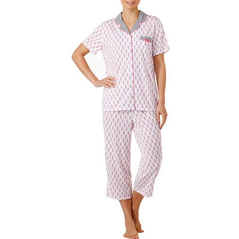 Secret Treasures Women's and Women's Plus Traditional Short Sleeve Notch  Collar PJ 