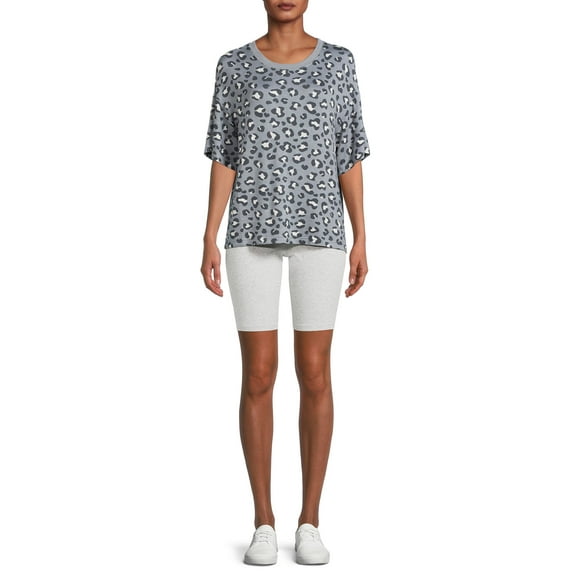 Secret Treasures Women's Plus Size T-Shirt and Bike Shorts Lounge Set, 2-Piece