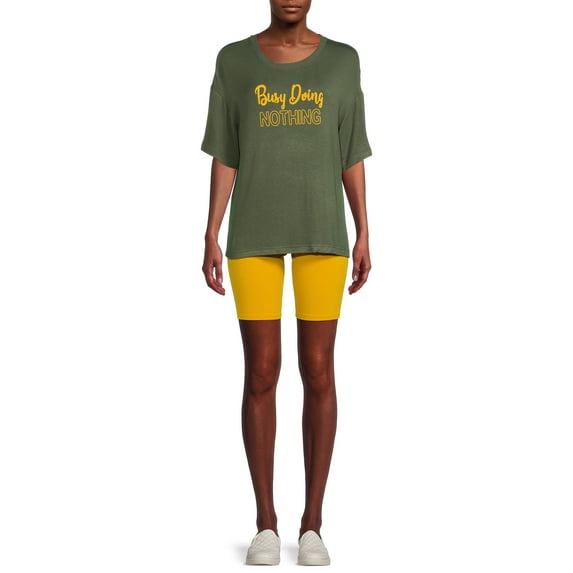 Secret Treasures Women's Plus Size T-Shirt and Bike Shorts Lounge Set, 2-Piece