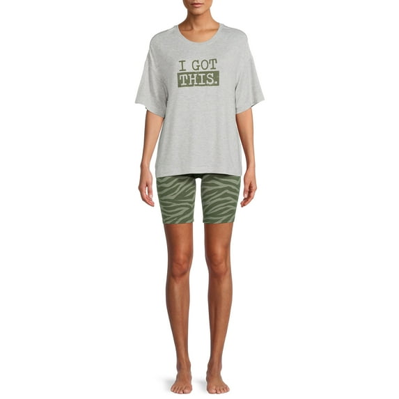 Secret Treasures Women's Plus Size T-Shirt and Bike Shorts Lounge Set, 2-Piece