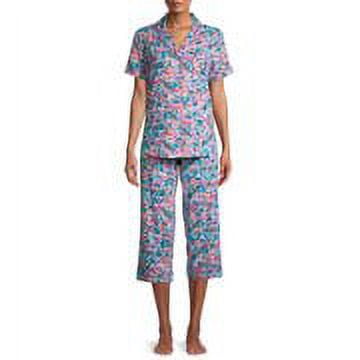 Secret Treasures Women's Plus Traditional Short Sleeve Notch Collar Pajamas Set