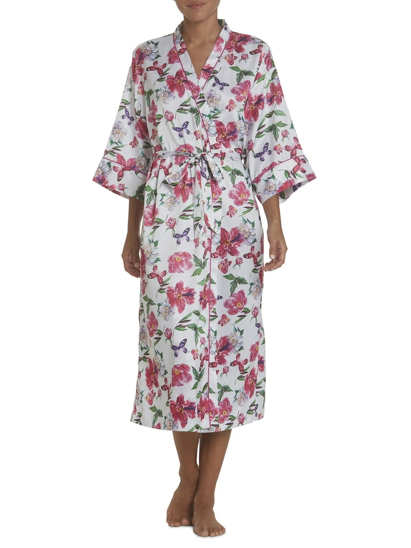 Secret Treasures Women's Satin Midi Robe, Size: XL, Multicolor