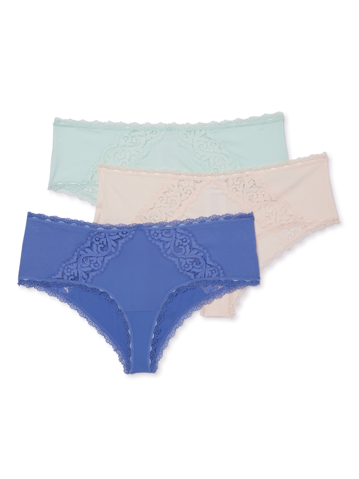 Secret Treasures Women's Sexy Rib Cheeky Panties, 3Pack