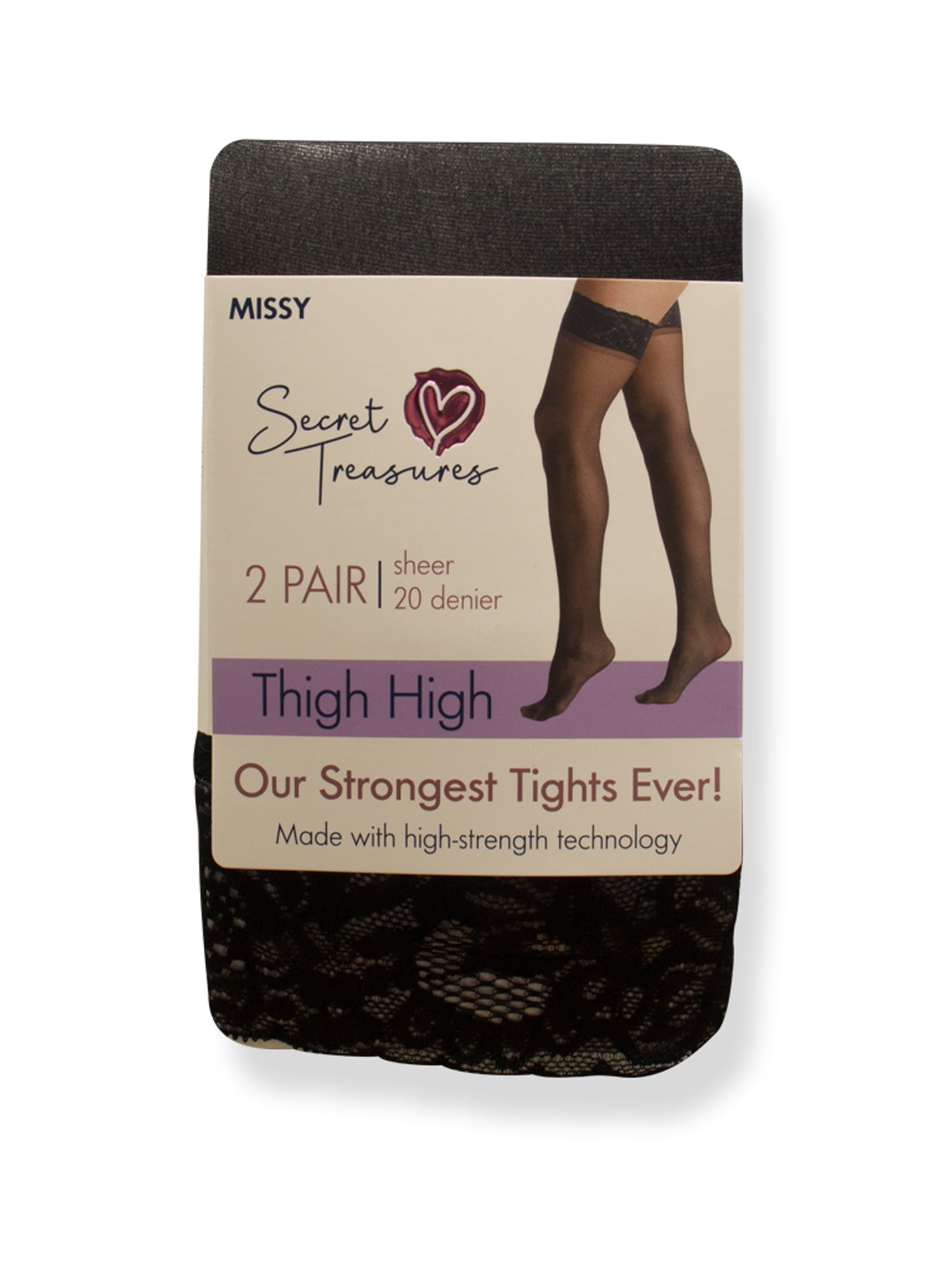 Secret Treasures Women's Sheer Thigh Highs, 2 Pack