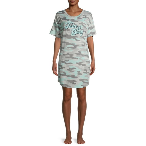Secret Treasures Women's Short Sleeve Camo Sleepshirt