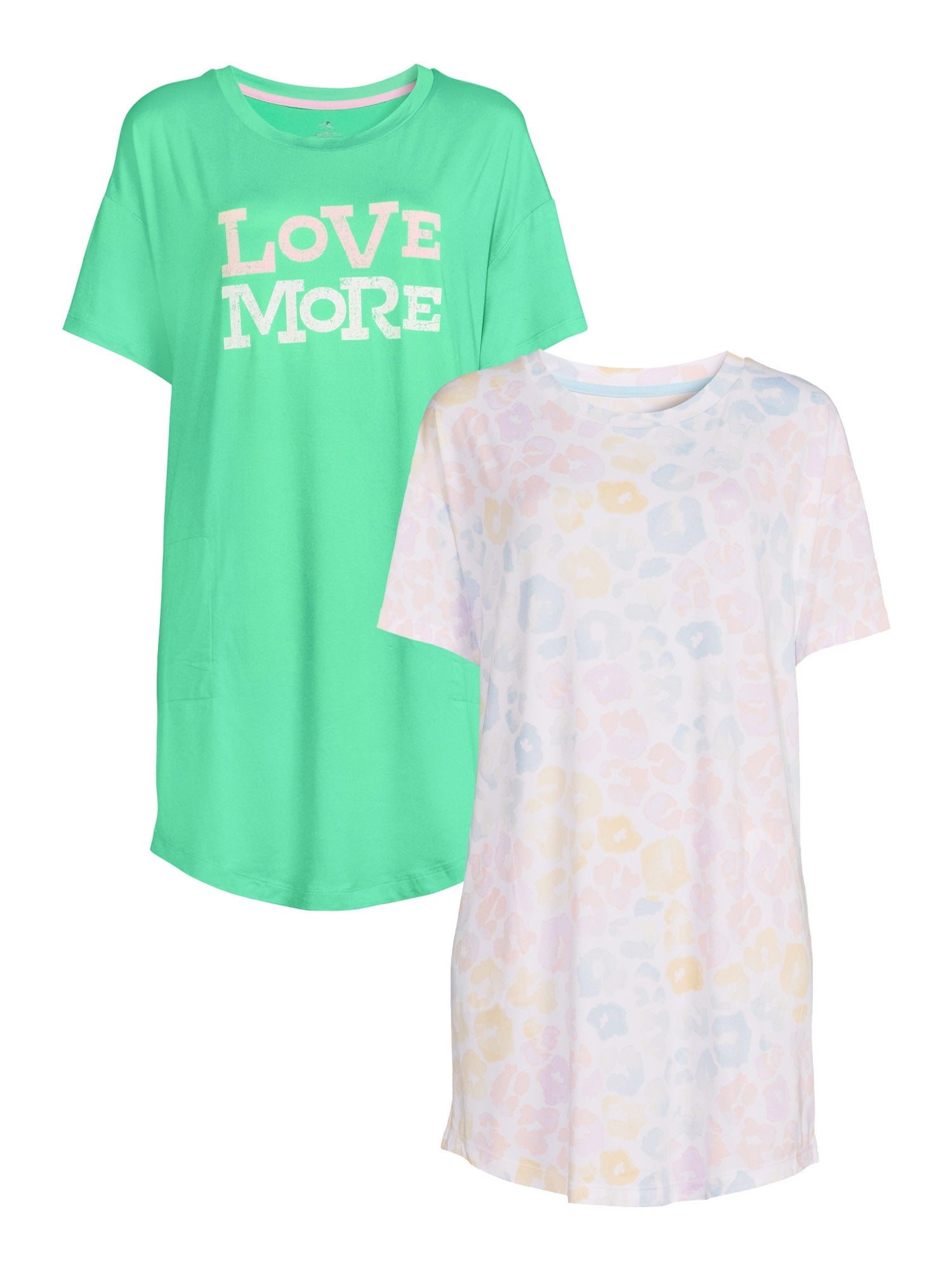 Secret Treasures Women's Short Sleeve Sleep Shirt, 2Pack