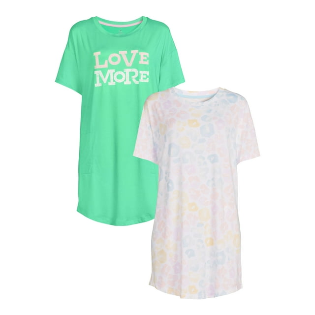 Secret Treasures Women's Short Sleeve Sleep Shirt, 2Pack