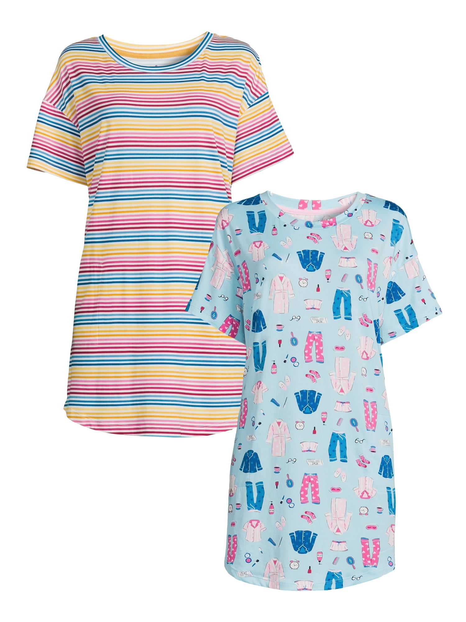 Secret Treasures Women's Short Sleeve Sleep Shirt, 2Pack