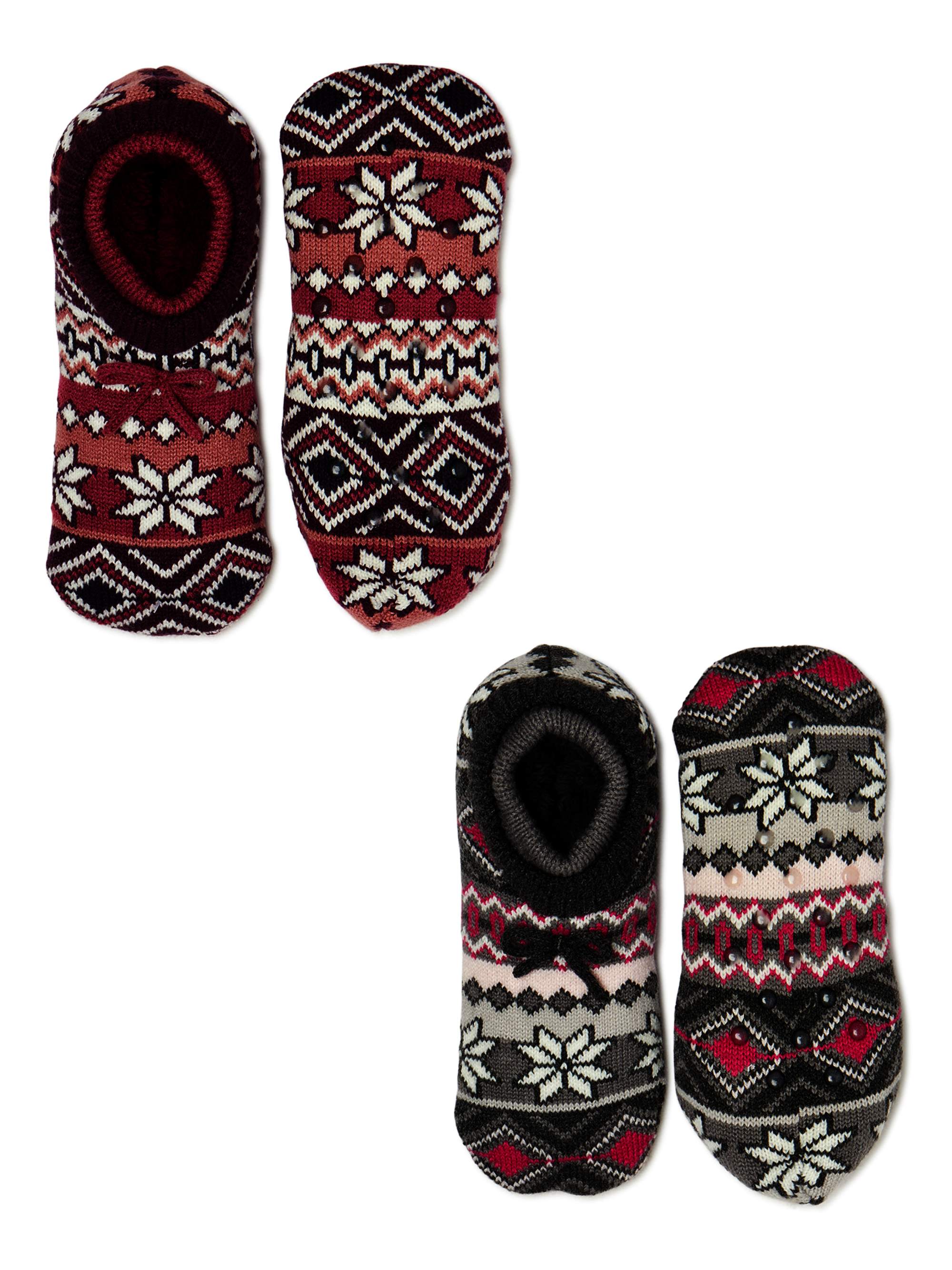 Secret Treasures Women’s Slipper Socks Double Cuffers, 2Pack