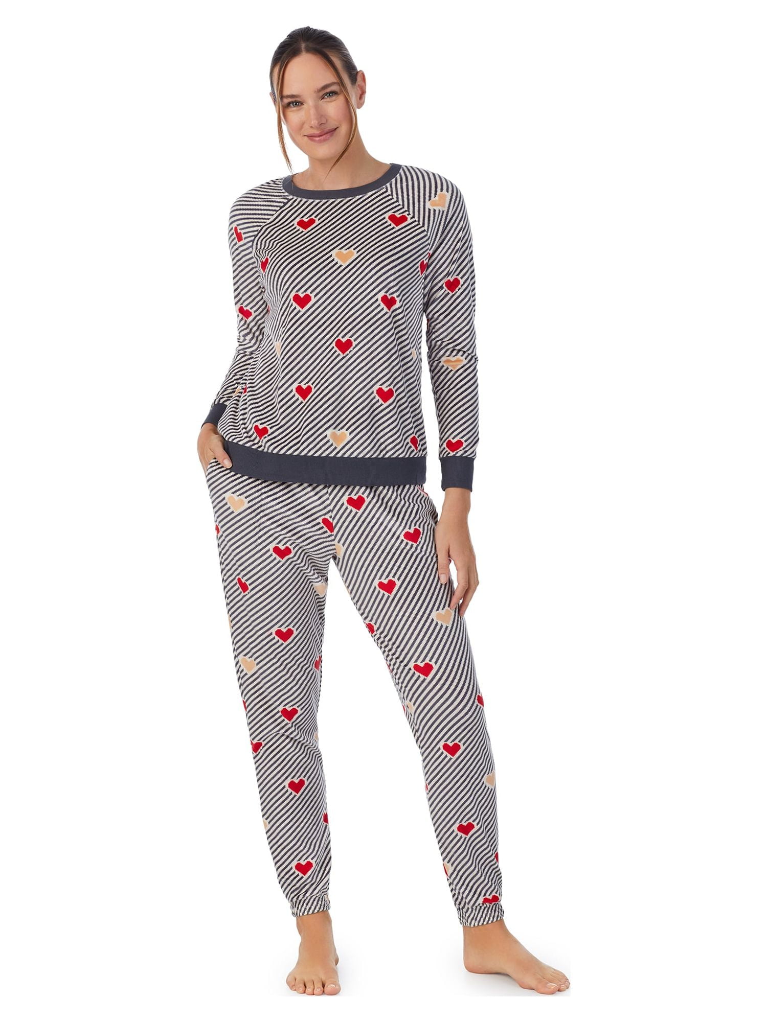 Womens Gray Blue Emoji Holiday Pajamas Bah Humbug Christmas Sleep Set Large Walmart