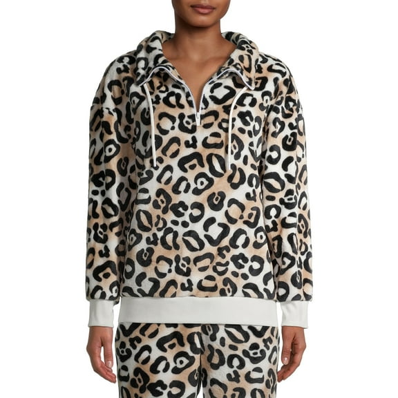 Secret Treasures Women's and Women's Plus Deluxe Touch Long Sleeve Half Zip Lounge Pajama Sweatshirt