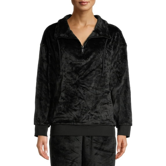 Secret Treasures Women's and Women's Plus Deluxe Touch Long Sleeve Half Zip Lounge Pajama Sweatshirt