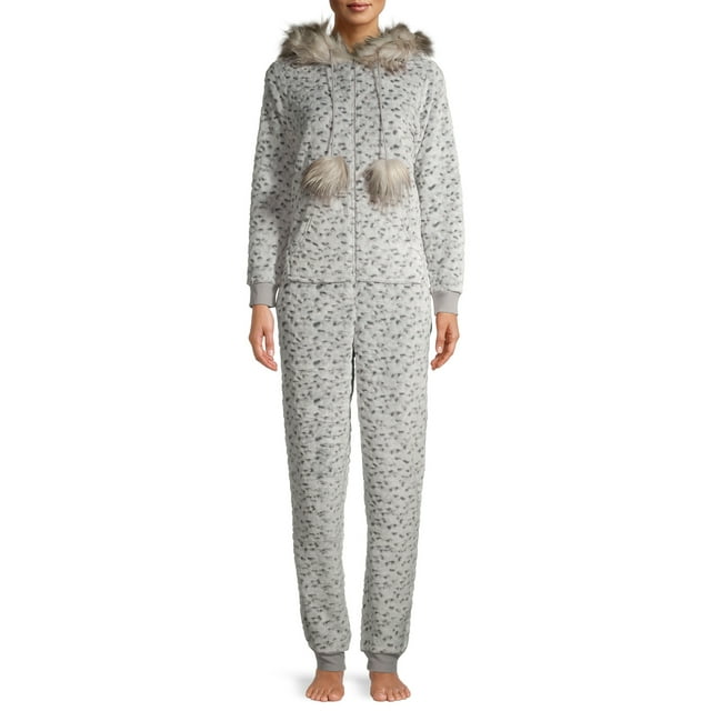 Secret Treasures Women's and Women's Plus Faux Fur Trimmed Union Suit