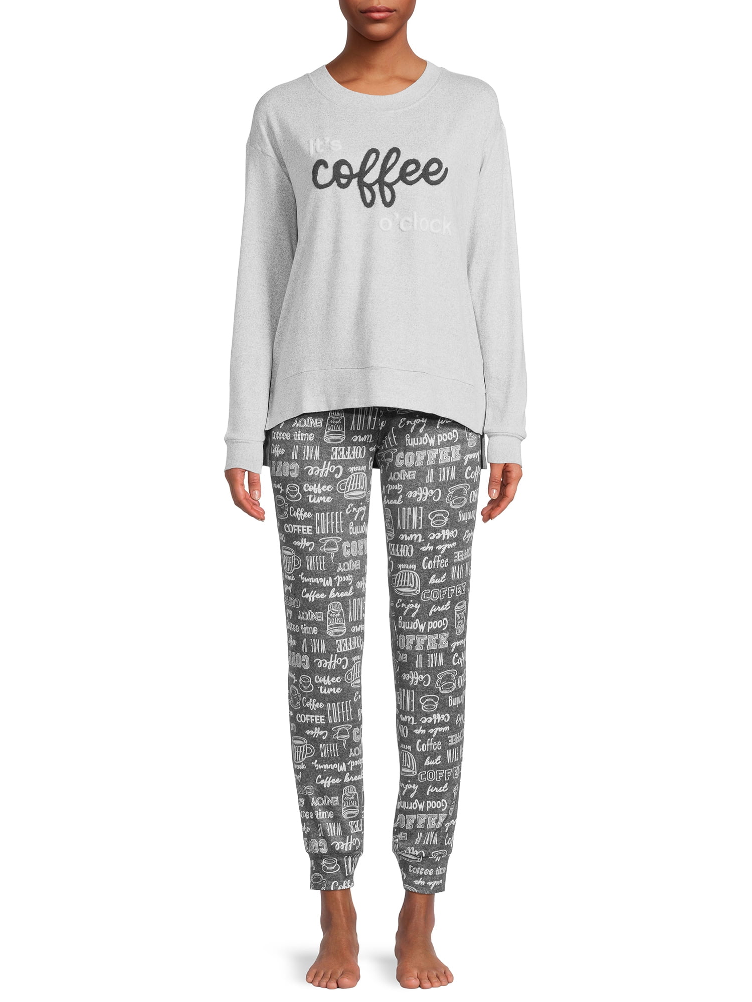Secret Treasures Women s PJ Sleepwear Lounge Set Hacci Long Sleeve Top Joggers Pants Walmart