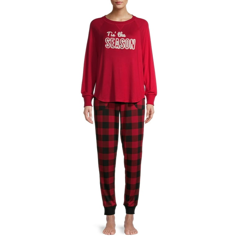 Secret Treasures Women s and Women s Plus Hacci Long Sleeve Top and Joggers 2 Piece Pajama Set Walmart