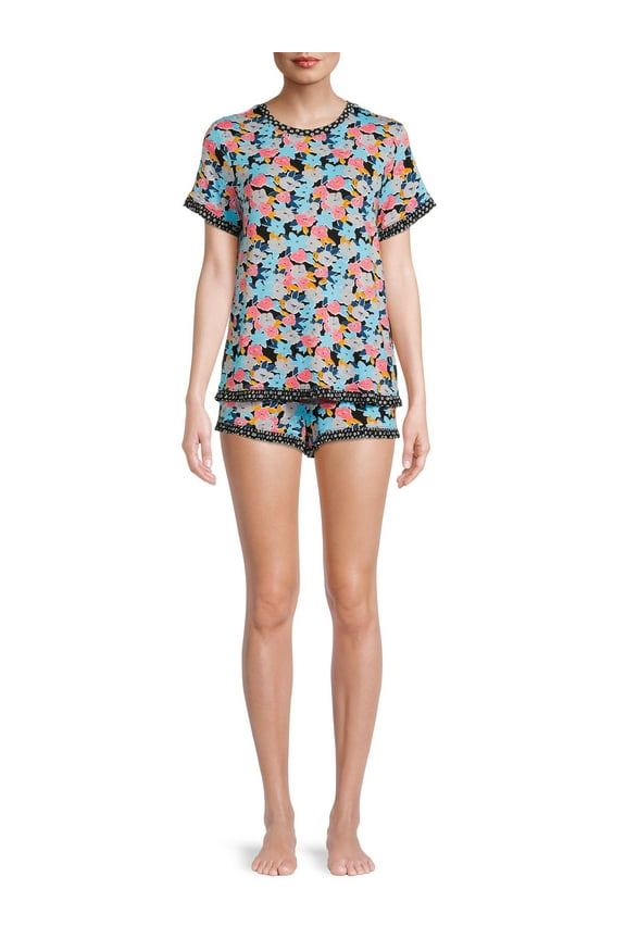 Women's and Women's Plus Knit Shorty Pajama Set, 2-Piece