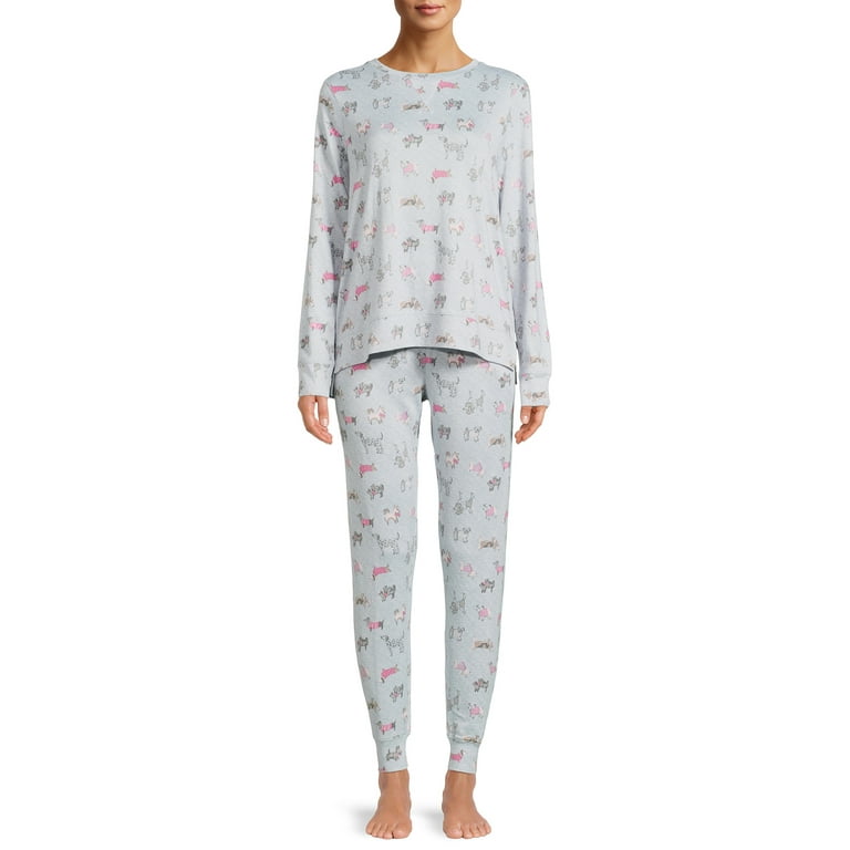 Cuddl Duds Women's Brushed Sweater-Knit Long-Sleeve Pajama Set