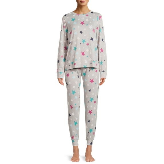 Secret Treasures Women's and Women's Plus Long Sleeve Top, Joggers and Shorts, 3-Piece Holiday Pajama Set