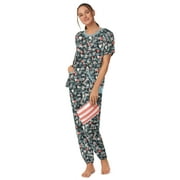 Secret Treasures Women's and Women's Plus Mother's Day Short Sleeve Top and Joggers with Makeup Bag, 3-Piece Knit PJ Set