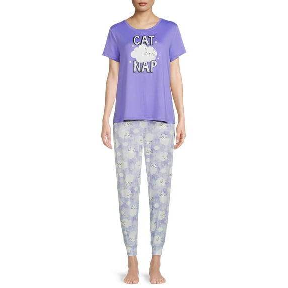 Secret Treasures Women's and Women's Plus Pajama Short Sleeve Top and Pants, 2 Piece