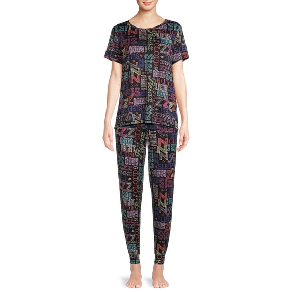 Secret Treasures Women's and Women's Plus Pajama Short Sleeve Top and Pants, 2 Piece