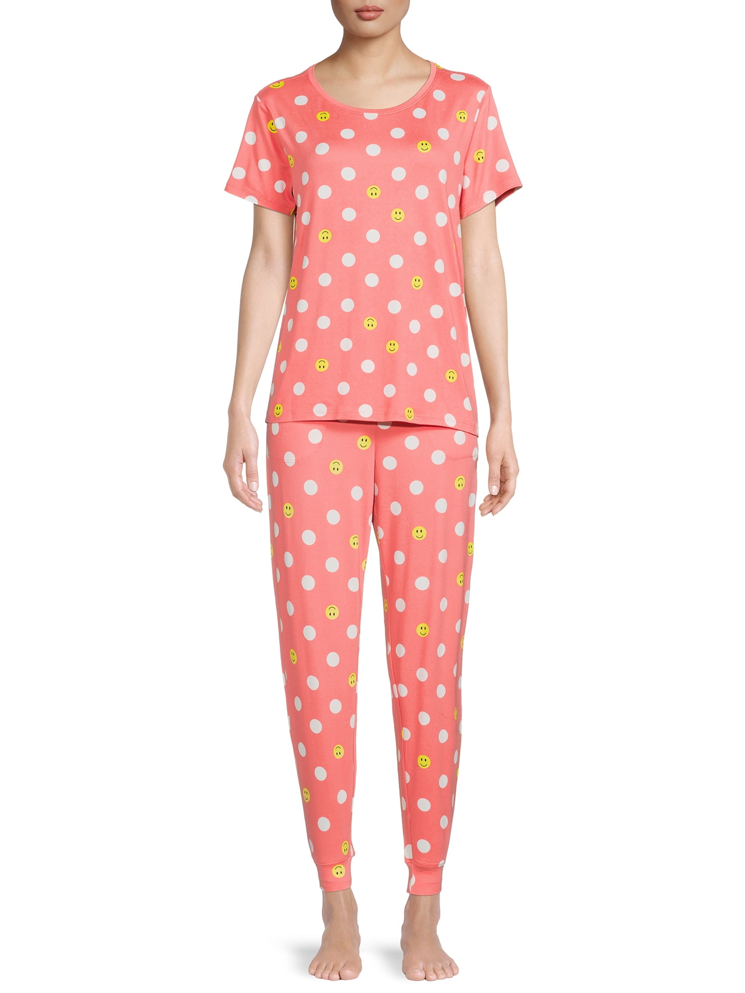 Secret Treasures Women s and Women s Plus Pajama Short Sleeve Top and Pants 2 Piece Walmart