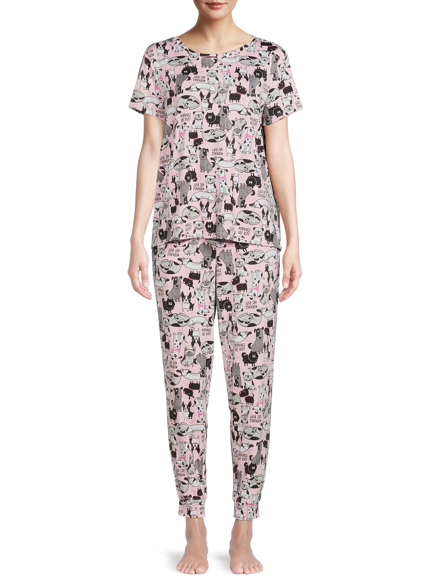 Secret Treasures Women's and Women's Plus Pajama Short Sleeve Top and Pants, 2 Piece
