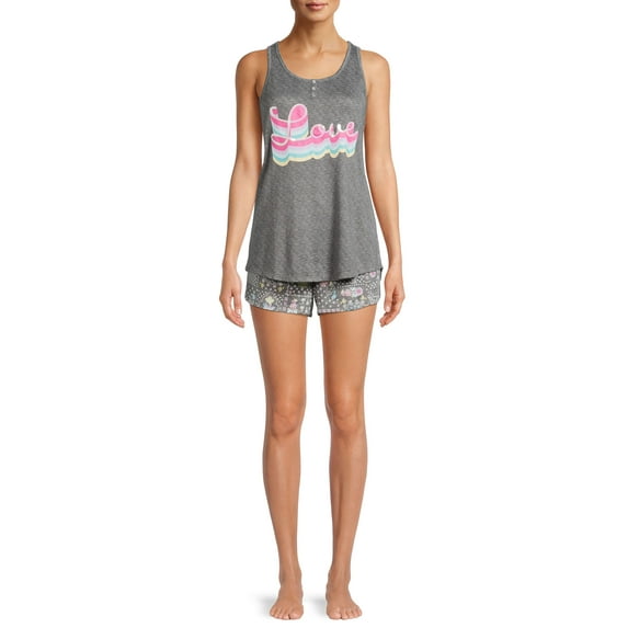 Secret Treasures Women's and Women's Plus Screen Print Tank Top and Shorts, 2-Piece Set
