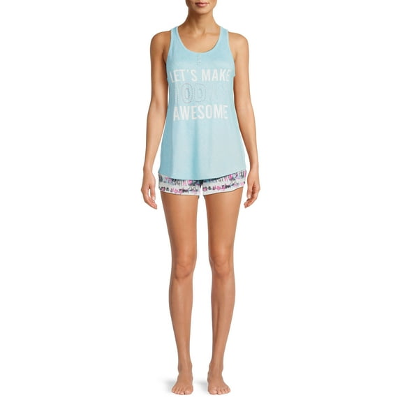 Secret Treasures Women's and Women's Plus Screen Print Tank Top and Shorts, 2-Piece Set