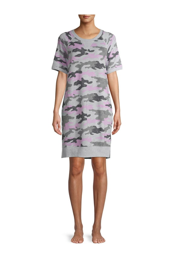 Women's and Women's Plus Short Sleeve Pajama Lounger With Pockets