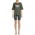 thumbnail image 1 of Secret Treasures Women's and Women's Plus Short Sleeve T-Shirt and Bike Shorts, 2-Piece Pajama Set, 1 of 5