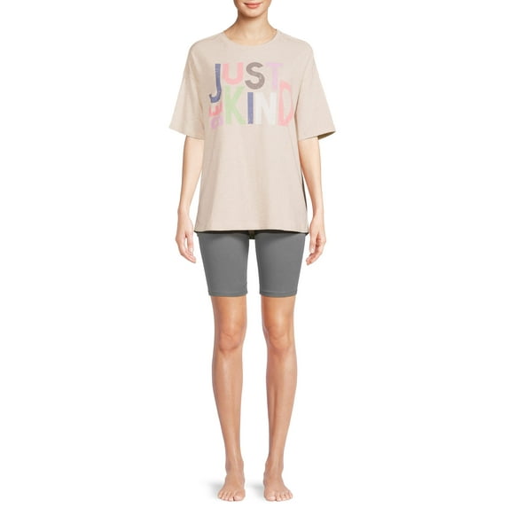 Secret Treasures Women's and Women's Plus Short Sleeve T-shirt and Bike short set, 2-Piece