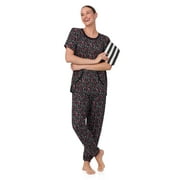Secret Treasures Womens and Womens Plus Short Sleeve Top and Joggers with Makeup Bag, 3-Piece Knit PJ Set