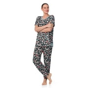 Secret Treasures Women's and Women's Plus Short Sleeve Top and Joggers with Makeup Bag, 3-Piece Knit PJ Set
