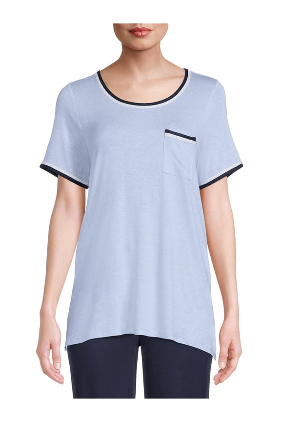 Women's and Women's Plus Size Knit Sleep Shirt with Short Sleeves