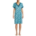 thumbnail image 1 of Secret Treasures Women's and Women's Plus Size Knit V-Neck Nightgown with Short Sleeves, 1 of 5