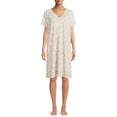 thumbnail image 1 of Secret Treasures Women's and Women's Plus Size Knit V-Neck Nightgown with Short Sleeves, 1 of 5