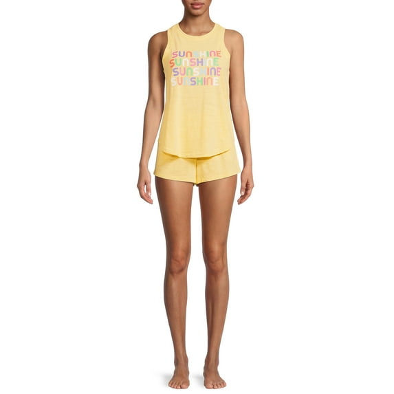 Secret Treasures Women's and Women's Plus Size Tank Top and Shorts Pajama Set, 2-Piece