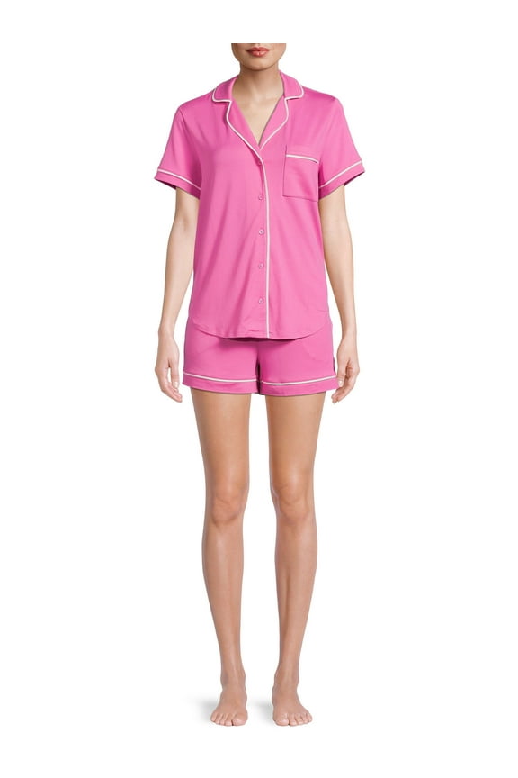 Women's and Women's Plus Size Top and Shorts Pajama Set, 2-Piece