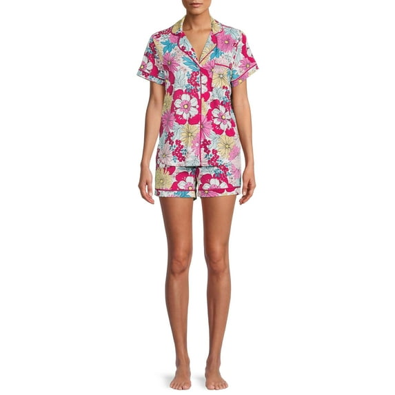 Secret Treasures Women's and Women's Plus Size Top and Shorts Pajama Set, 2-Piece