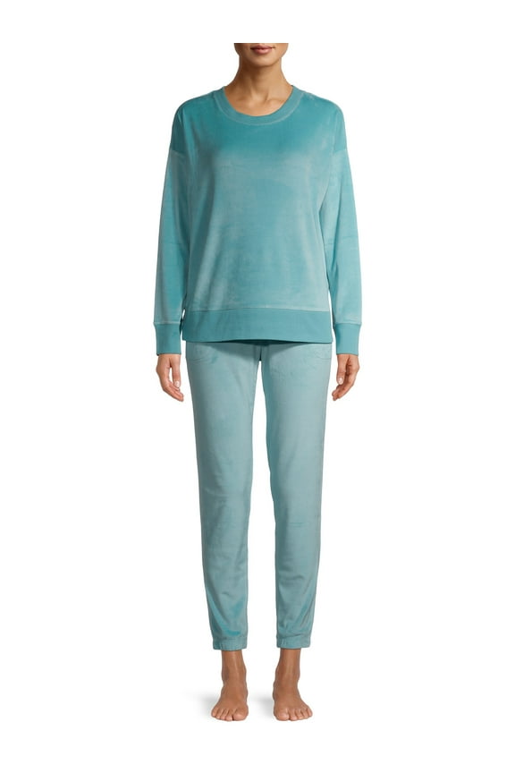 Women's and Women's Plus Size Velour Top and Joggers, 2-Piece Set