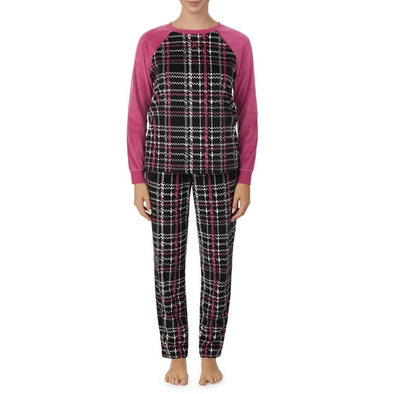 Secret Treasures Women’s and Women’s Plus Super Soft Velour Raglan Sleeve Top and Pant Pajama Set