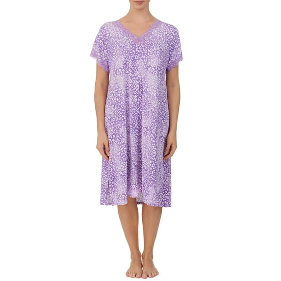 Secret Treasures Women's and Women's Plus Traditional Knit Short Sleeve V-Neck Gown