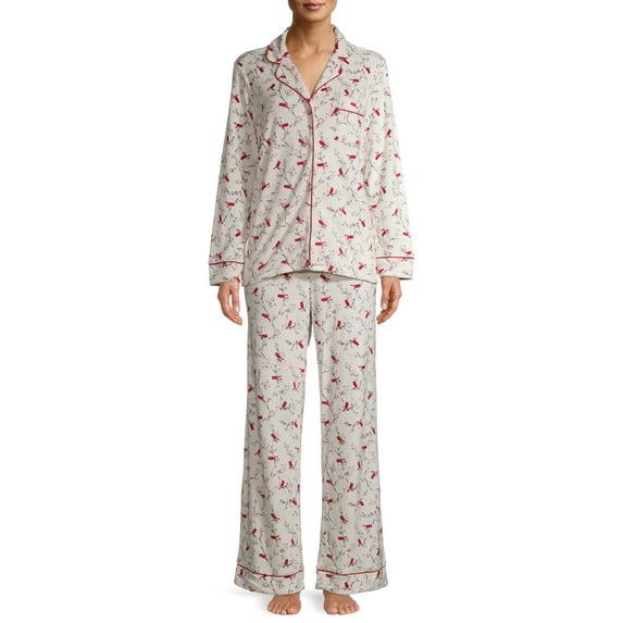 Secret Treasures Women's and Women's Plus Traditional Long Sleeve Notch Collar PJ