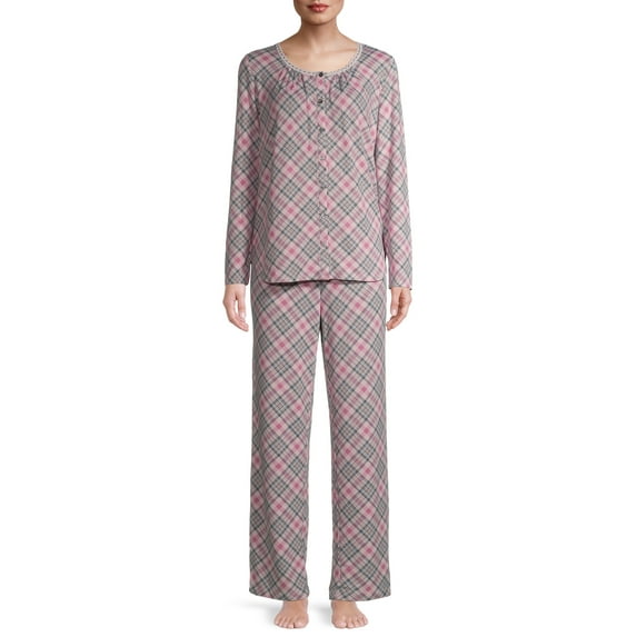 Secret Treasures Women's and Women's Plus Traditional Long Sleeve V-neck PJ