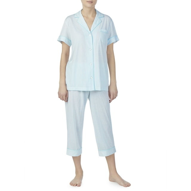 Secret Treasures Women's and Women's Plus Traditional Short Sleeve 2-Piece Notch Collar Pajama Set